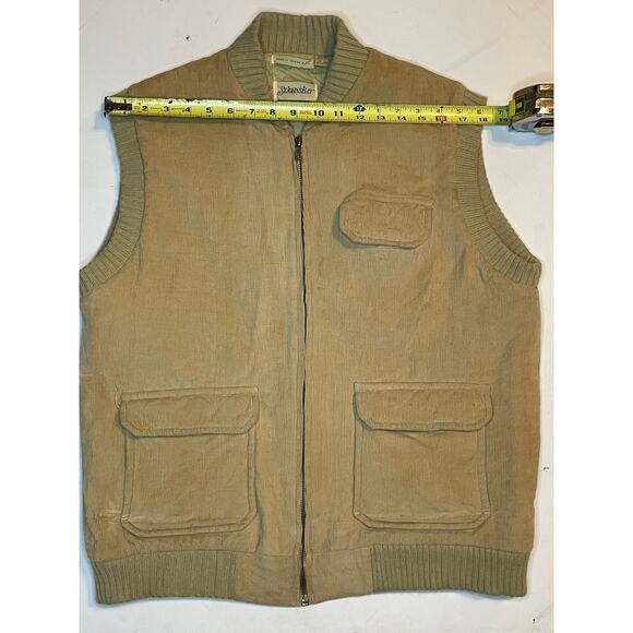 St. John’s Bay Mens L Corduroy Utility Vest Tan Zip Front Quilted Lined Workwear - Picture 4 of 9